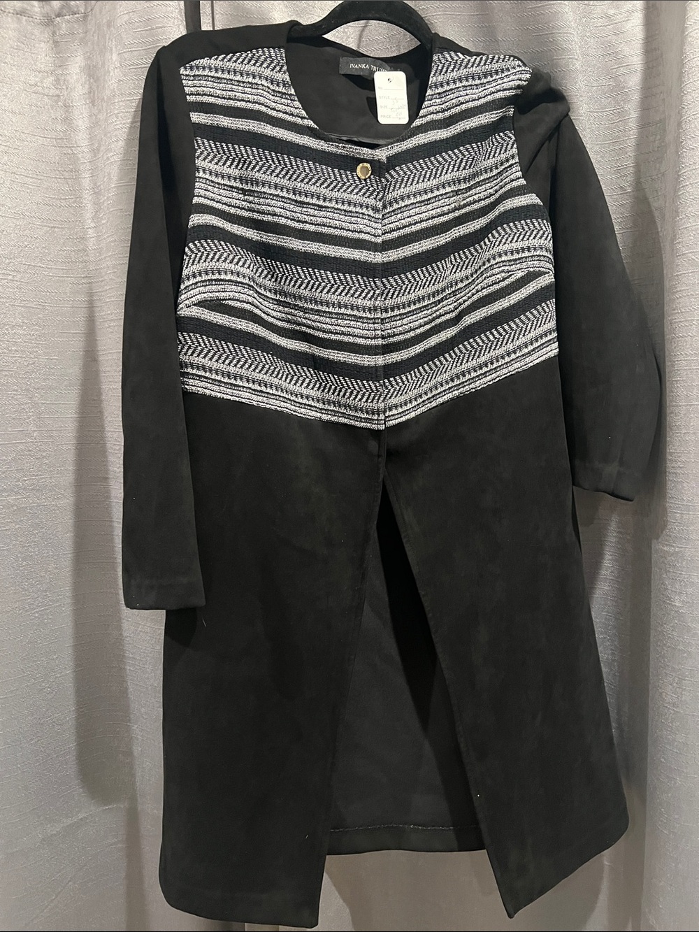 Ivanka Trump Black and White Long Sleeve Tunic Top